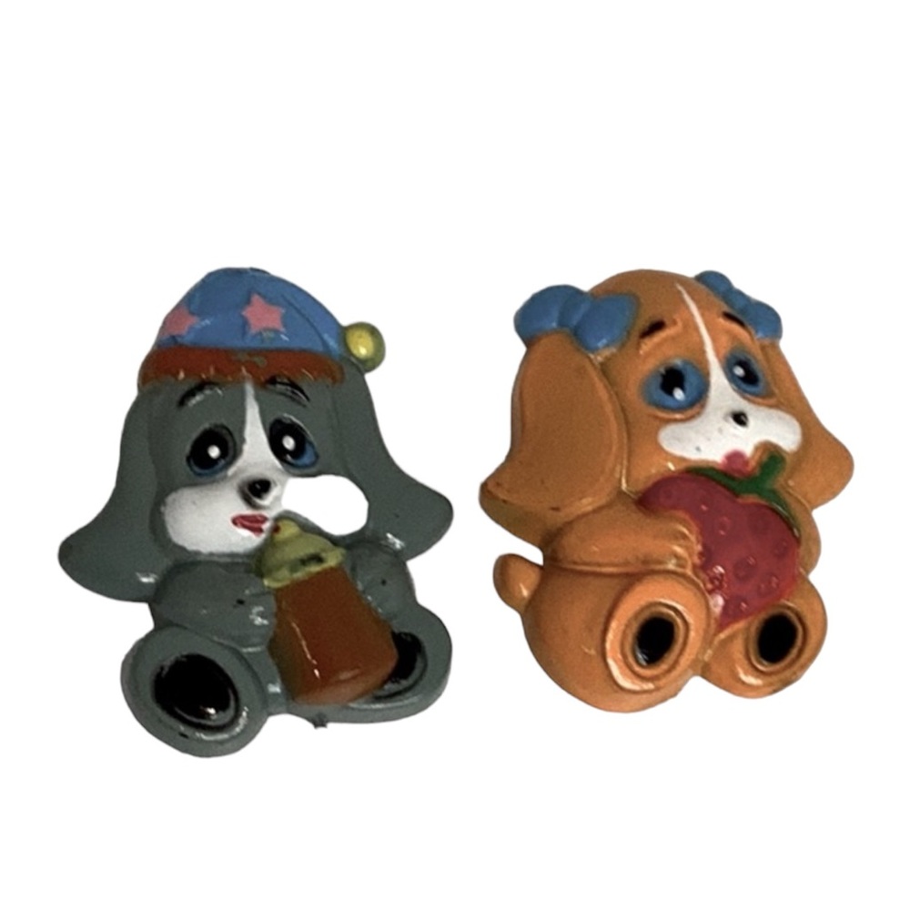 💚 FREE with any purchase ⭐️ Set of 2 Vintage Puppy Plastic Magnets